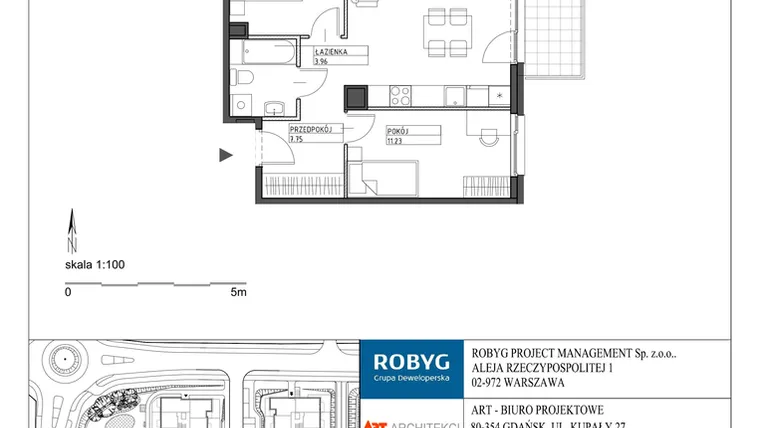 Rzut - Mieszkanie na sprzedaż 3 pokoje o powierzchni 57,22 m² - numer J3.2M06 w Zielony Widok