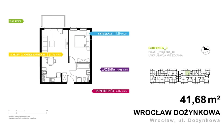Rzut - Mieszkanie na sprzedaż 2 pokoje o powierzchni 41,68 m² - numer 3.A.3.10 w Murapol Zielone Bulwary
