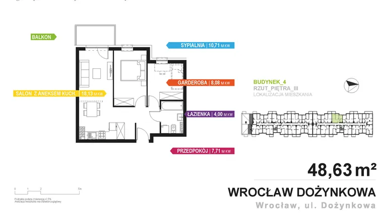 Rzut - Mieszkanie na sprzedaż 2 pokoje o powierzchni 48,48 m² - numer 4.A.3.6 w Murapol Zielone Bulwary