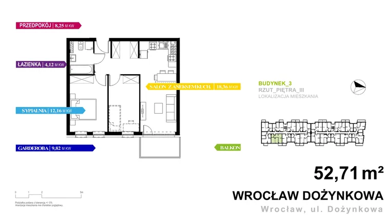 Rzut - Mieszkanie na sprzedaż 2 pokoje o powierzchni 53,21 m² - numer 3.B.3.7 w Murapol Zielone Bulwary