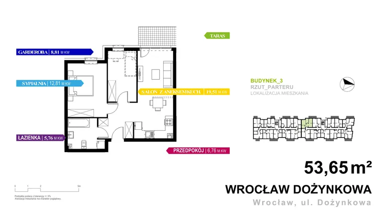 Rzut - Mieszkanie na sprzedaż 2 pokoje o powierzchni 53,65 m² - numer 3.A.0.9 w Murapol Zielone Bulwary