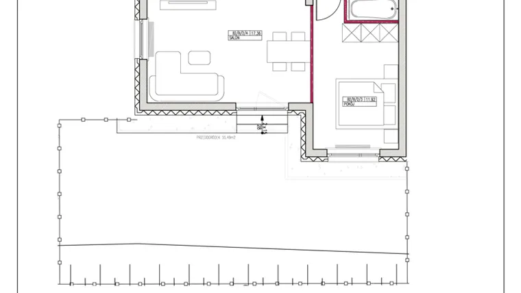 Rzut - Mieszkanie na sprzedaż 2 pokoje o powierzchni 48,95 m² - numer 2 w Ornament etap IV