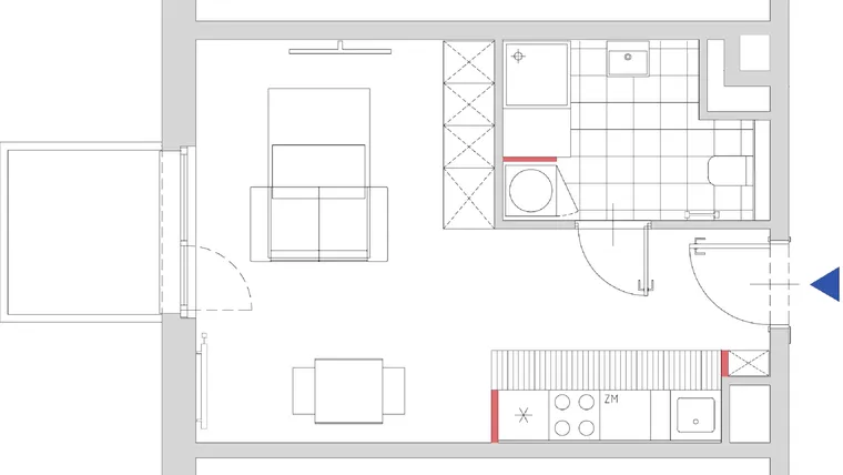 Rzut - Mieszkanie na sprzedaż 1 pokój o powierzchni 30,09 m² - numer H4.106.M8 w Mieszkaj w mieście - etap Aktorów budynek H.