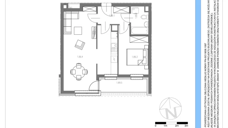 Rzut - Mieszkanie na sprzedaż 2 pokoje o powierzchni 50,05 m² - numer 89 w Osiedle Piltza Etap V