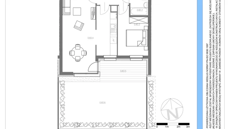 Rzut - Mieszkanie na sprzedaż 2 pokoje o powierzchni 50,23 m² - numer 83 w Osiedle Piltza Etap V