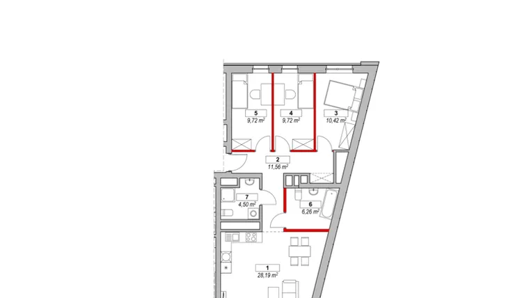 Rzut - Mieszkanie na sprzedaż 4 pokoje o powierzchni 82,68 m² - numer K4-18-01 w ATAL Warta Towers