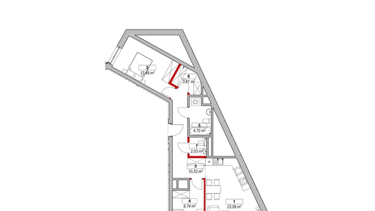 Rzut - Mieszkanie na sprzedaż 3 pokoje o powierzchni 69,44 m² - numer K3-16-01 w ATAL Warta Towers