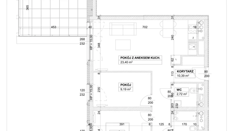 Rzut - Mieszkanie na sprzedaż 3 pokoje o powierzchni 61,64 m² - numer C/7/4 w Na Podgórniku 2