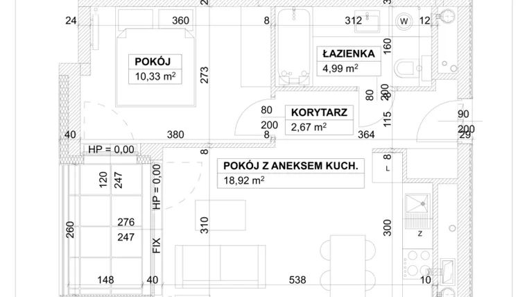 Rzut - Mieszkanie na sprzedaż 2 pokoje o powierzchni 36,91 m² - numer C/6/3 w Na Podgórniku 2