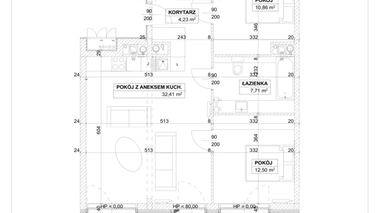 Rzut - Mieszkanie na sprzedaż 3 pokoje o powierzchni 66,99 m² - numer A/3/9 w Na Podgórniku 2