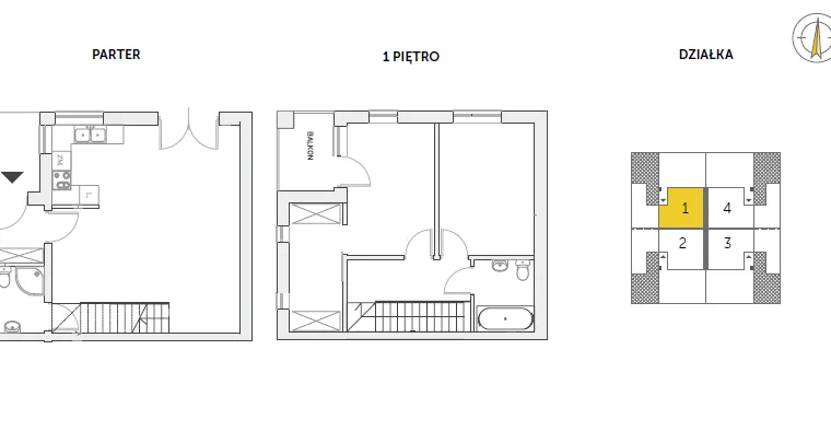 Rzut - Dom na sprzedaż 3 pokoje o powierzchni 80,82 m² - numer HH.A2 w Osiedle Słonecznikowe