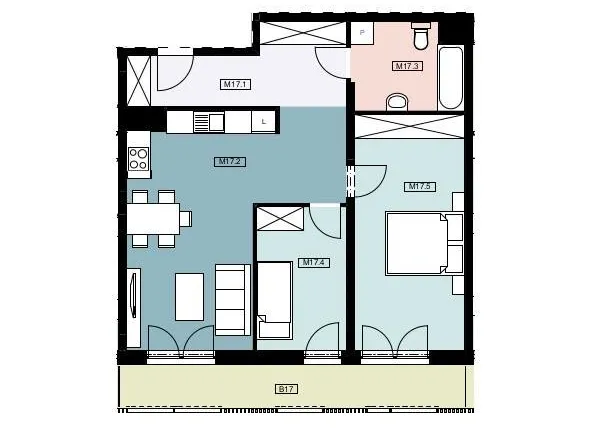 Rzut - Mieszkanie na sprzedaż 3 pokoje o powierzchni 65,24 m² - numer 17 w Urocza4