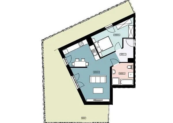 Rzut - Mieszkanie na sprzedaż 2 pokoje o powierzchni 55,34 m² - numer 30 w Urocza4