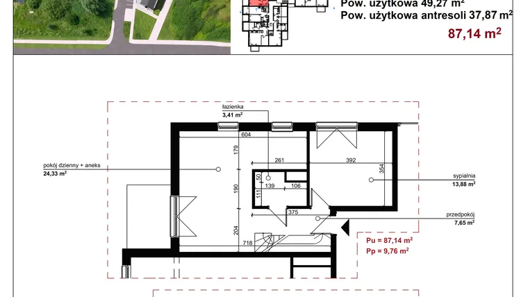 Rzut - Mieszkanie na sprzedaż 2 pokoje o powierzchni 87,14 m² - numer A1-17 w Osiedle Galaktyka