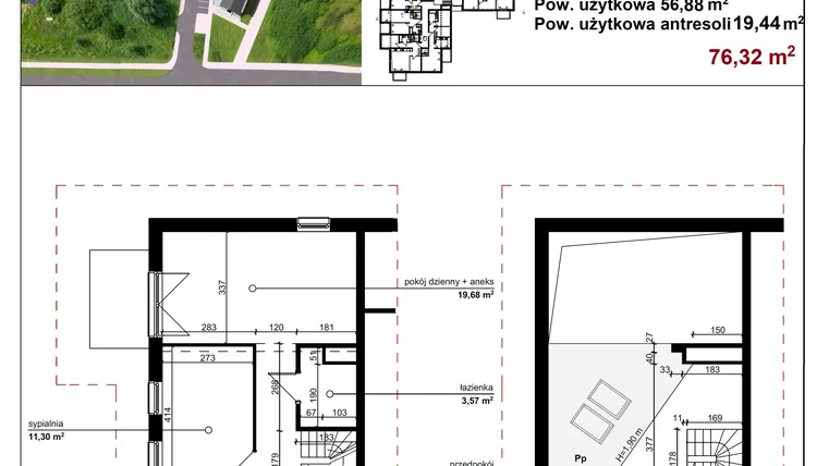 Rzut - Mieszkanie na sprzedaż 3 pokoje o powierzchni 76,32 m² - numer A1-18 w Osiedle Galaktyka
