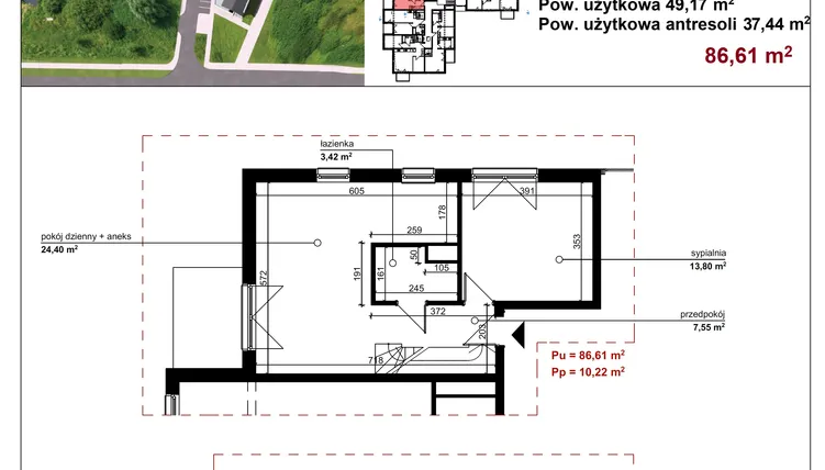 Rzut - Mieszkanie na sprzedaż 2 pokoje o powierzchni 86,61 m² - numer A3-17 w Osiedle Galaktyka