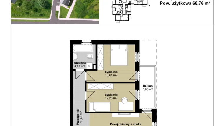 Rzut - Mieszkanie na sprzedaż 3 pokoje o powierzchni 68,76 m² - numer A3-12 w Osiedle Galaktyka