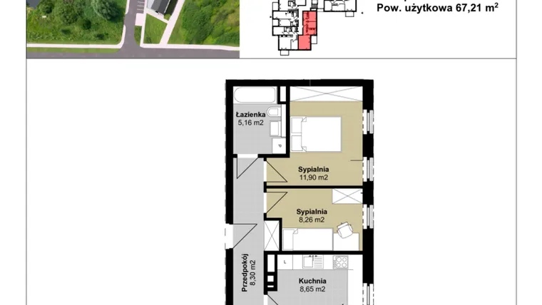 Rzut - Mieszkanie na sprzedaż 3 pokoje o powierzchni 67,21 m² - numer A1-07 w Osiedle Galaktyka