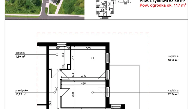 Rzut - Mieszkanie na sprzedaż 3 pokoje o powierzchni 68,59 m² - numer A2-05 w Osiedle Galaktyka