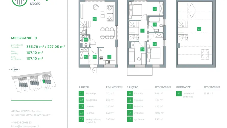 Rzut - Dom na sprzedaż 4 pokoje o powierzchni 107,1 m² - numer 9 w Dębowy Stok