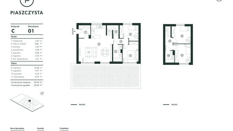 Rzut - Mieszkanie na sprzedaż 5 pokoi o powierzchni 95,2 m² - numer C01 w Piaszczysta