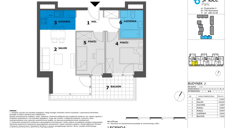 Rzut - Mieszkanie na sprzedaż 2 pokoje o powierzchni 49,8 m² - numer J.III.4.3 w sPlace Park