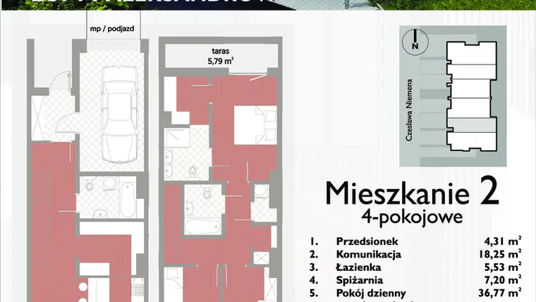Rzut - Mieszkanie na sprzedaż 4 pokoje o powierzchni 140,5 m² - numer M-2 w Lofty Aleksandrów