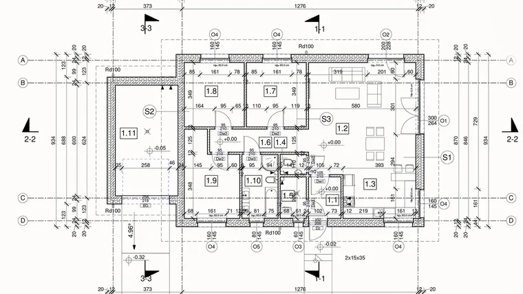 Rzut - Dom na sprzedaż 4 pokoje o powierzchni 121,89 m² - numer 1497 w Zielone Osiedle