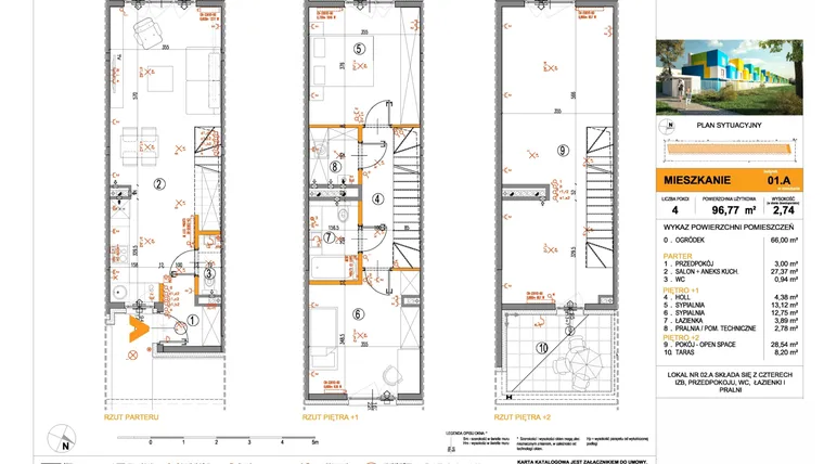 Rzut - Dom na sprzedaż 5 pokoi o powierzchni 95,81 m² - numer 2.29 w Segmenty ‘Pod Lasem’