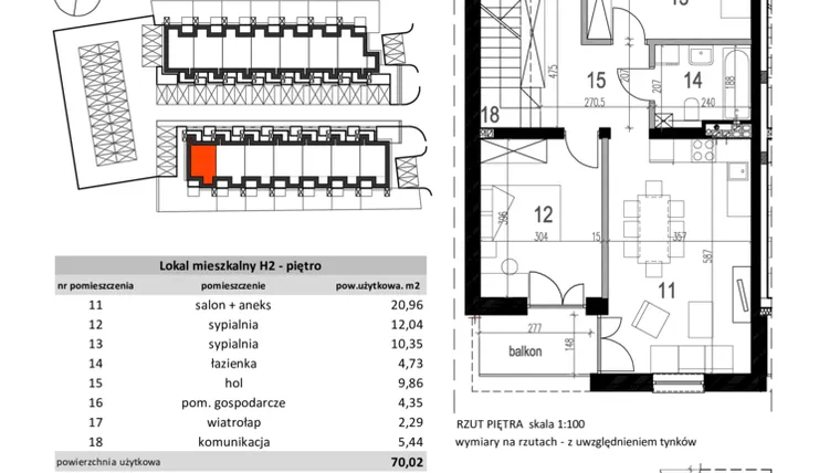 Rzut - Mieszkanie na sprzedaż 5 pokoi o powierzchni 102,52 m² - numer H2 w Senatorska 118