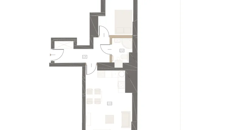 Rzut - Mieszkanie na sprzedaż 2 pokoje o powierzchni 44,01 m² - numer 2 w Rakowicka 14