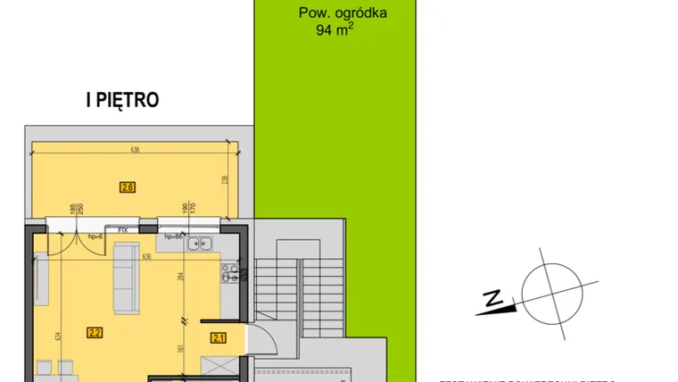 Rzut - Mieszkanie na sprzedaż 3 pokoje o powierzchni 63,8 m² - numer 43/2 w Zespół willowy Zielona Polana - etap 3B