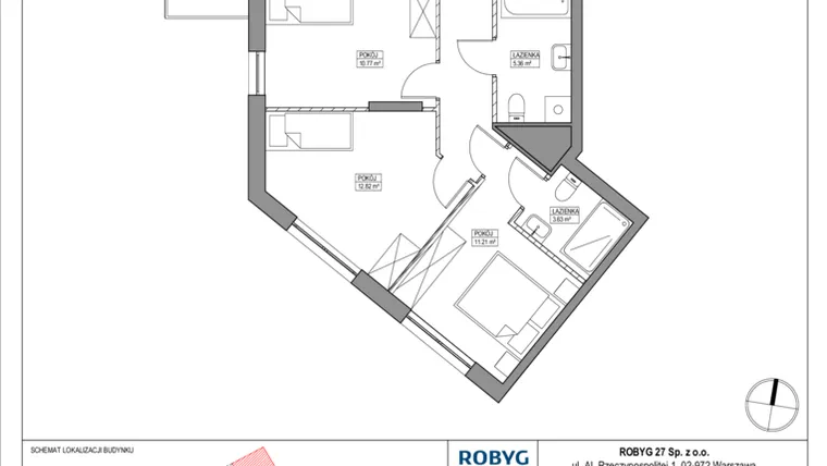 Rzut - Mieszkanie na sprzedaż 4 pokoje o powierzchni 82,37 m² - numer AK/A/C/1/4 w Apartamenty Królewskie
