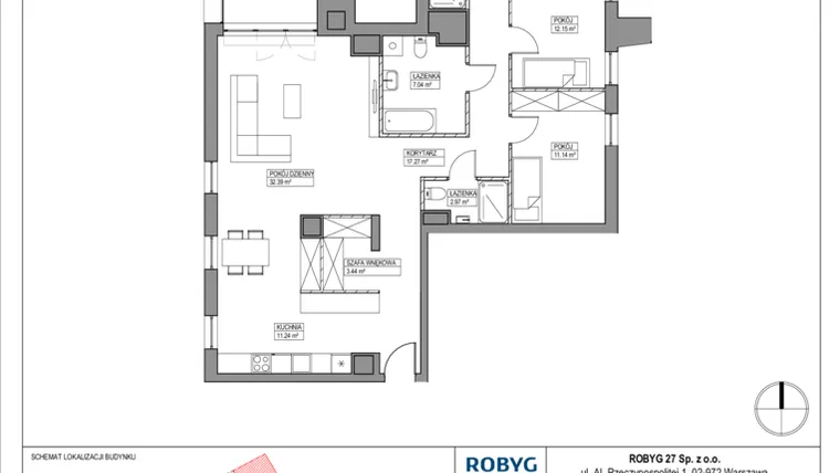 Rzut - Mieszkanie na sprzedaż 4 pokoje o powierzchni 120,63 m² - numer AK/A/A/4/1 w Apartamenty Królewskie