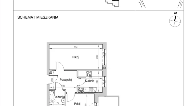 Rzut - Mieszkanie na sprzedaż 2 pokoje o powierzchni 42,15 m² - numer D.5C w Nad Odrą