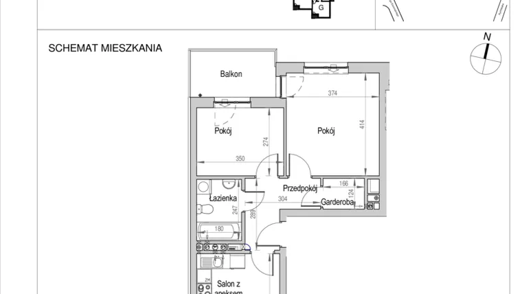 Rzut - Mieszkanie na sprzedaż 3 pokoje o powierzchni 55,66 m² - numer B.4D w Nad Odrą
