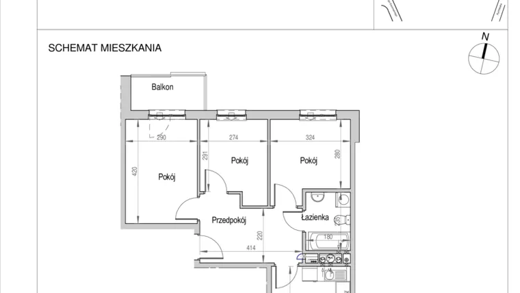 Rzut - Mieszkanie na sprzedaż 4 pokoje o powierzchni 62,39 m² - numer C.8A w Nad Odrą