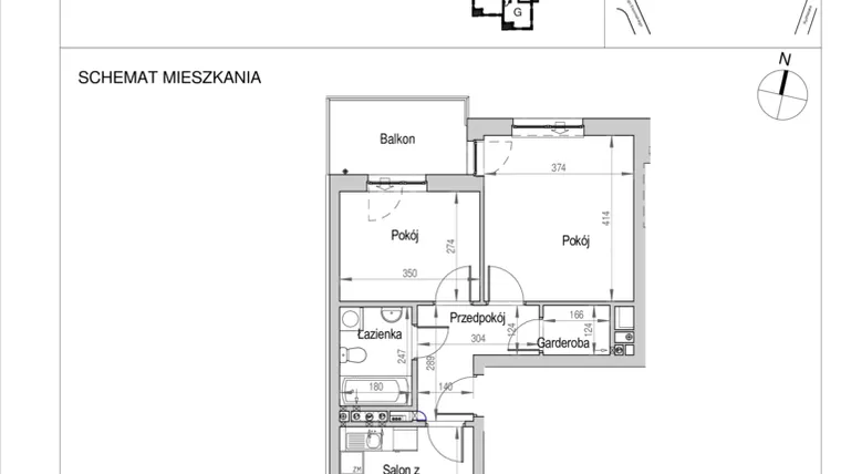 Rzut - Mieszkanie na sprzedaż 3 pokoje o powierzchni 55,66 m² - numer B.2D w Nad Odrą
