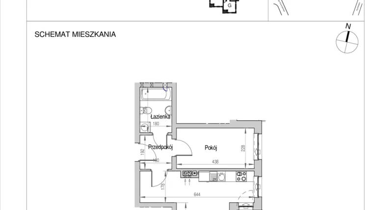 Rzut - Mieszkanie na sprzedaż 2 pokoje o powierzchni 37,96 m² - numer D.3F w Nad Odrą