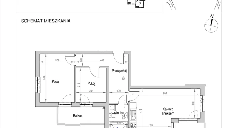 Rzut - Mieszkanie na sprzedaż 3 pokoje o powierzchni 62,69 m² - numer A.3B w Nad Odrą
