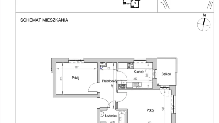 Rzut - Mieszkanie na sprzedaż 2 pokoje o powierzchni 48,38 m² - numer D.3A w Nad Odrą