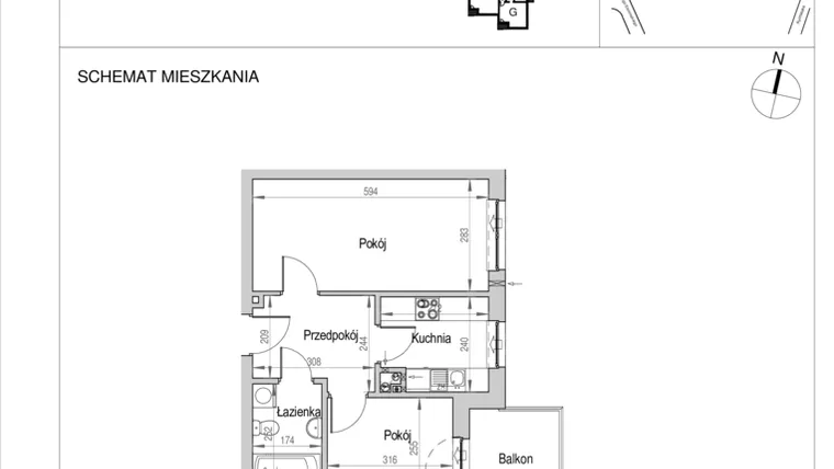 Rzut - Mieszkanie na sprzedaż 2 pokoje o powierzchni 42,15 m² - numer D.4C w Nad Odrą