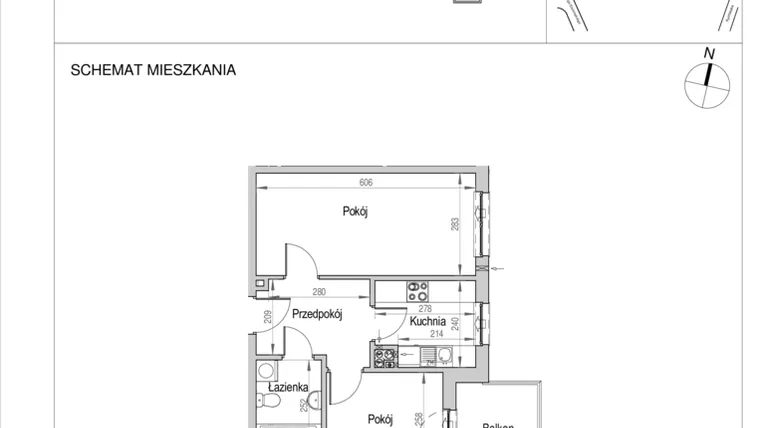 Rzut - Mieszkanie na sprzedaż 2 pokoje o powierzchni 43,15 m² - numer D.6C w Nad Odrą