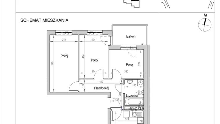 Rzut - Mieszkanie na sprzedaż 4 pokoje o powierzchni 63,85 m² - numer A.5F w Nad Odrą