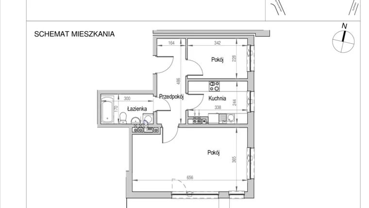 Rzut - Mieszkanie na sprzedaż 2 pokoje o powierzchni 51,95 m² - numer D.7E w Nad Odrą