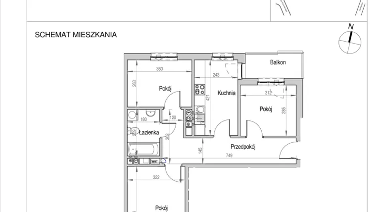Rzut - Mieszkanie na sprzedaż 3 pokoje o powierzchni 63,2 m² - numer D.7J w Nad Odrą