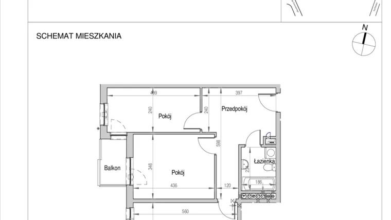 Rzut - Mieszkanie na sprzedaż 3 pokoje o powierzchni 63,31 m² - numer A.8C w Nad Odrą