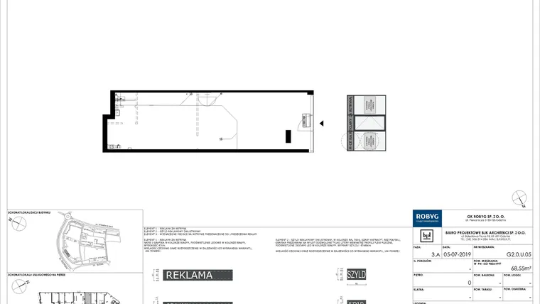 Rzut - Lokal użytkowy na sprzedaż 1 pokój o powierzchni 68,55 m² - numer G2.0U05 w Nowa Letnica