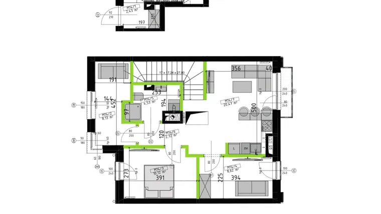 Rzut - Mieszkanie na sprzedaż 4 pokoje o powierzchni 57,02 m² - numer M14 w Apartamenty Forsycji