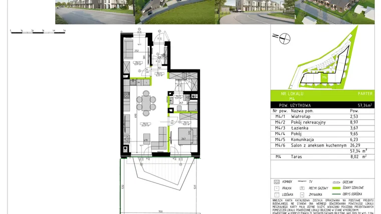 Rzut - Mieszkanie na sprzedaż 3 pokoje o powierzchni 57,34 m² - numer M4 w Apartamenty Forsycji